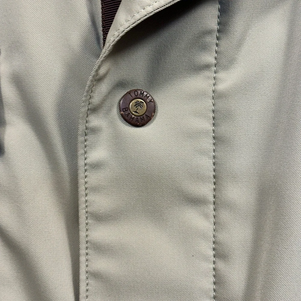 Tommy Bahama Field Jacket Mens Large Tan Utility Stretch Button Front Excellent